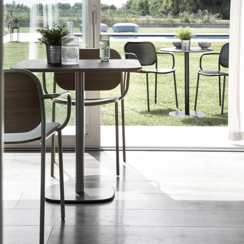 Matsalsstol i trä och metall Tillverkad i Italien 2 delar - Saffia Viadurini