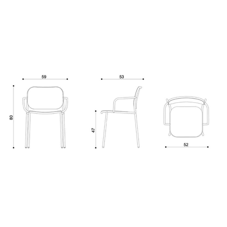 Matsalsstol i trä och metall Tillverkad i Italien 2 delar - Saffia Viadurini