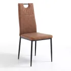 Matsalsstol i åldrat syntetiskt läder 4 delar - Cassandra Viadurini