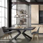 Matsalsstol i polypropen och syntetiskt läder 4 delar - Chira Viadurini