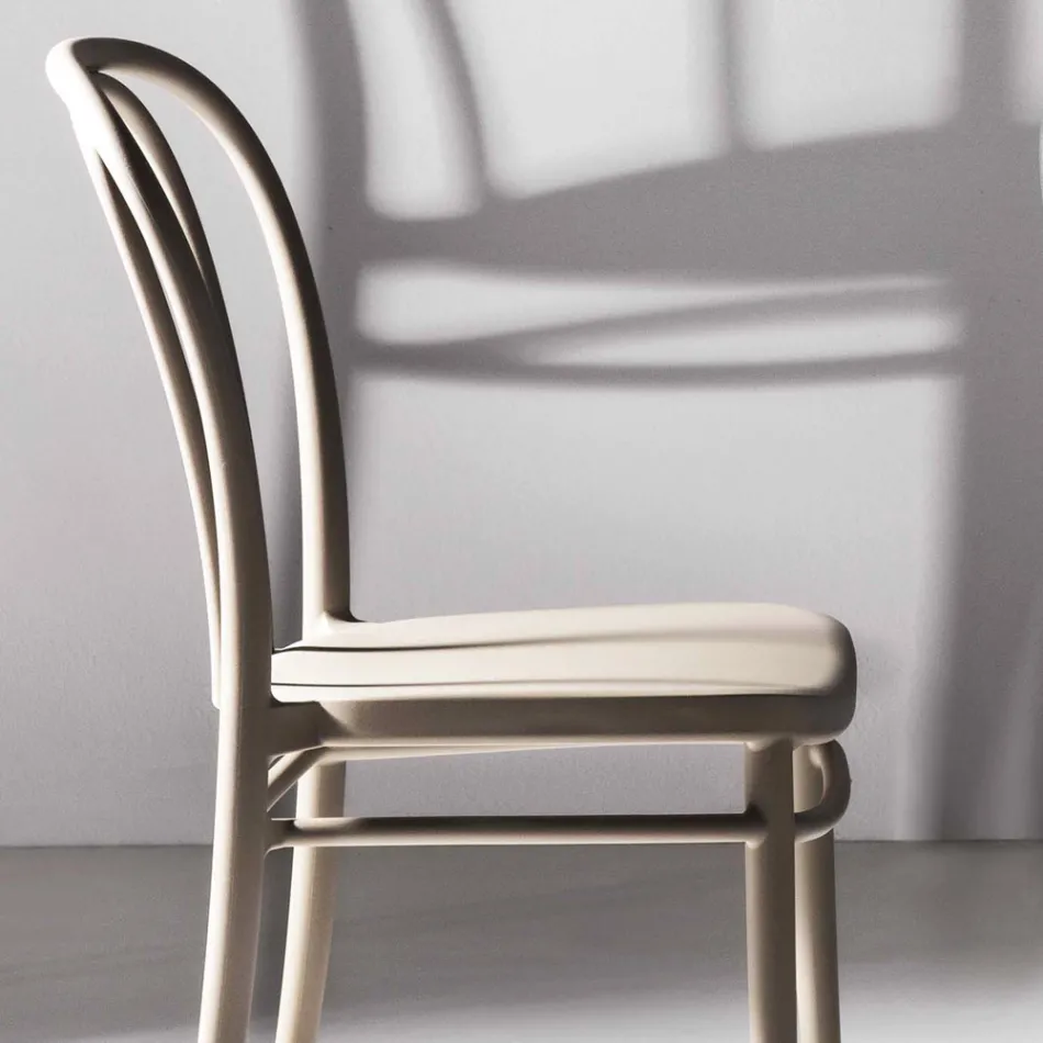 Matsalstol i polypropen stapelbar Upp till 10 enheter, 4 delar - Gaya Viadurini