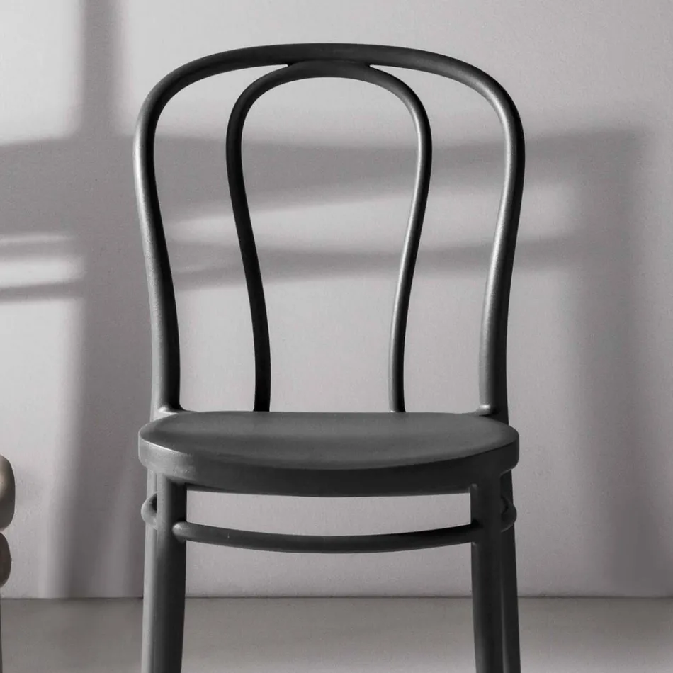 Matsalstol i polypropen stapelbar Upp till 10 enheter, 4 delar - Gaya Viadurini