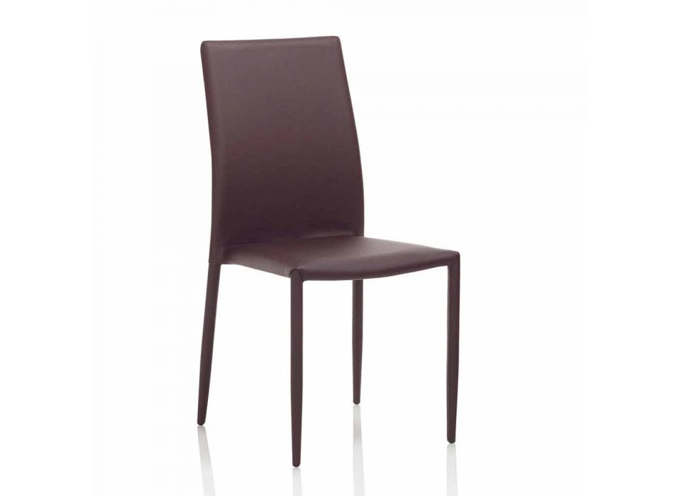 Matsalstol i konstläder och med metallkonstruktion, 4 delar - Giola Viadurini