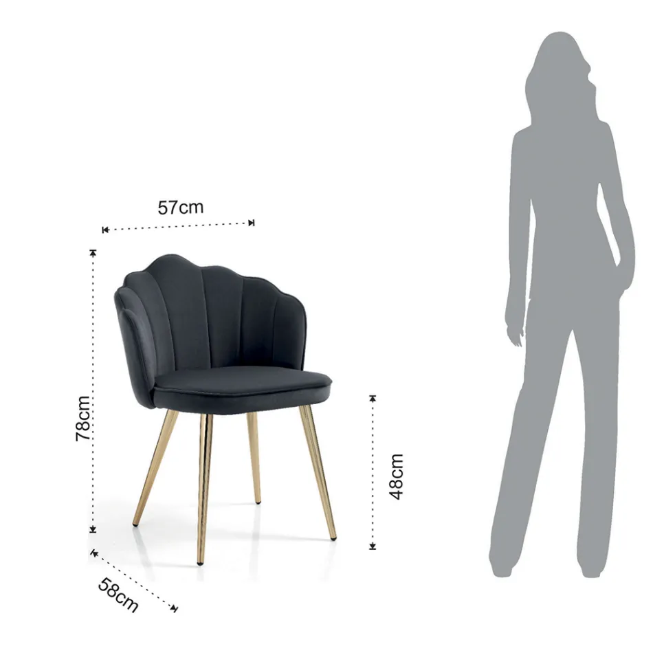 Matsalsstol i tyg och metall guldfinish 4 delar - förfinad Viadurini