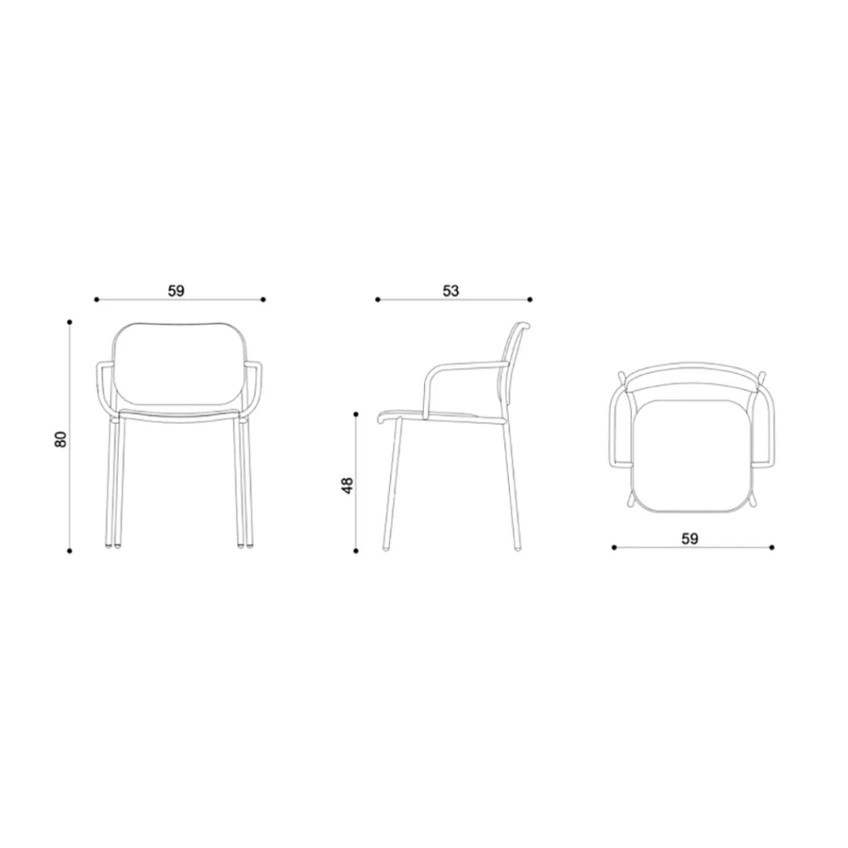 Matsalsstol i tyg och metall Tillverkad i Italien 2 delar - Sangria Viadurini