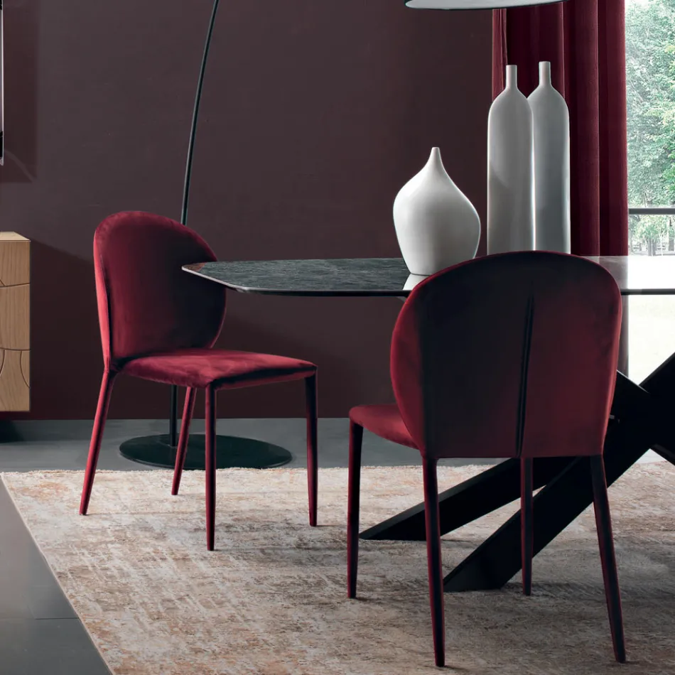 Matsalsstol klädd i sammet Made in Italy 4 delar - Victory Viadurini