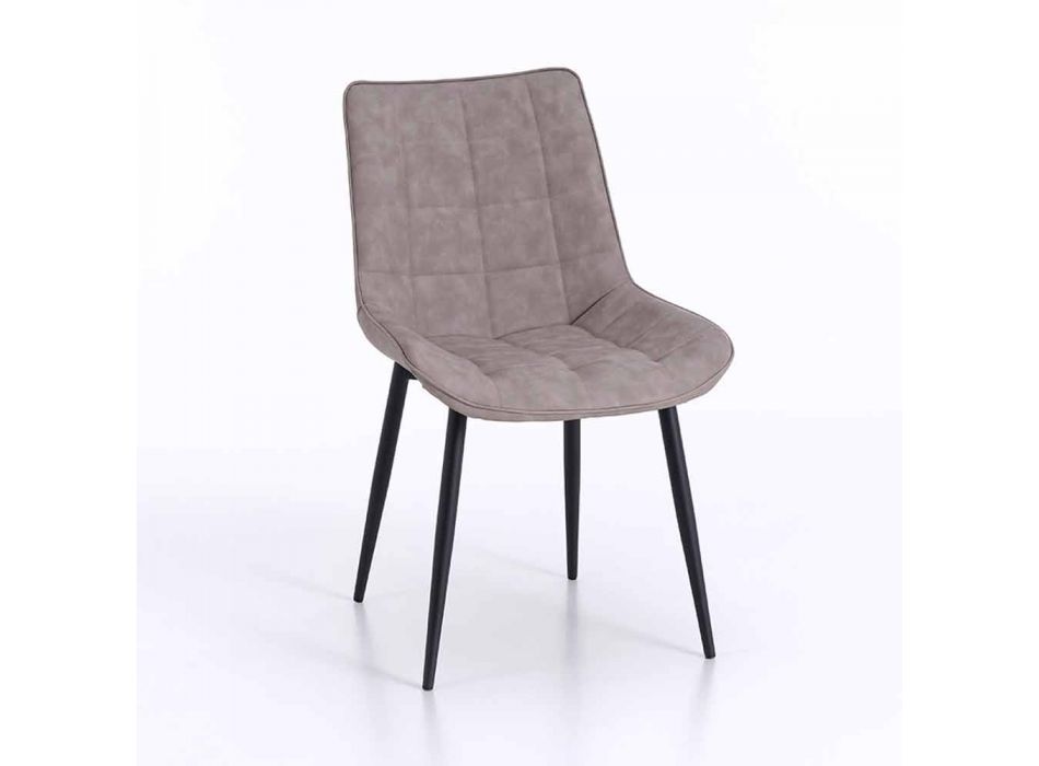 Matsalstol i metall med stoppade och täckta säten, 4 delar - Cronos Viadurini
