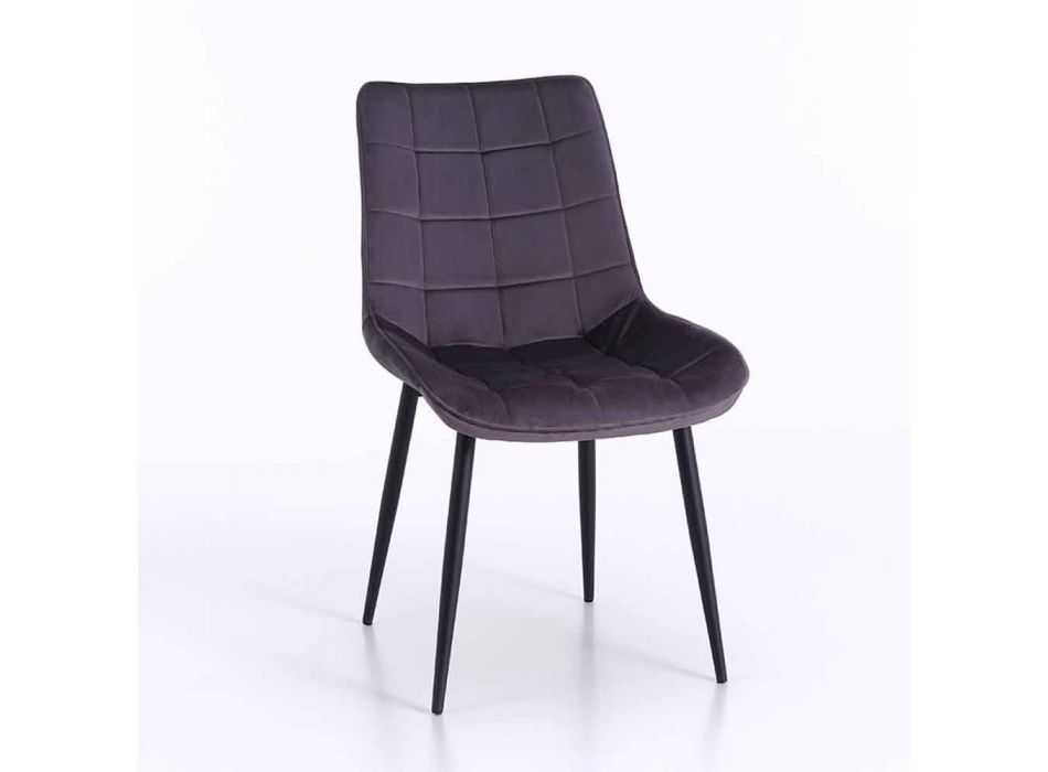 Matsalstol i metall med stoppade och täckta säten, 4 delar - Cronos Viadurini