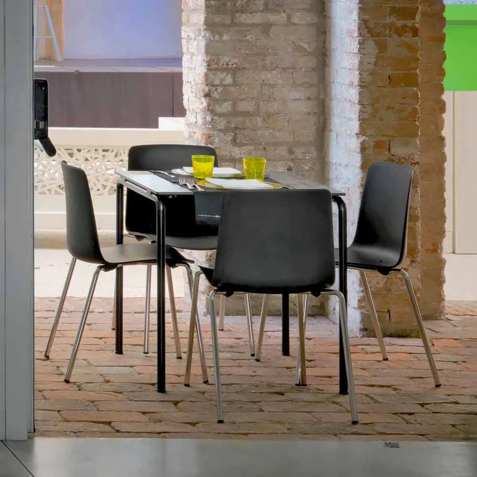 Tillverkad i Italien Metall- och polypropylen Matsalstol, 4 delar - Carlita Viadurini