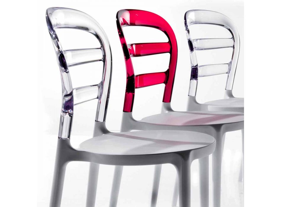Modica stol med polykarbonatrygg och vit struktur Viadurini