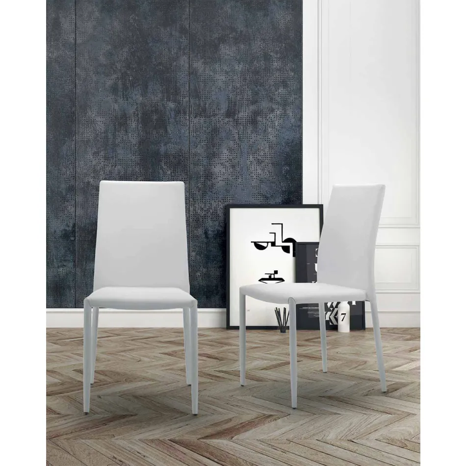 Stapelbar vardagsrumsstol, vadderad och klädd i ekologiskt läder – Monamour Viadurini