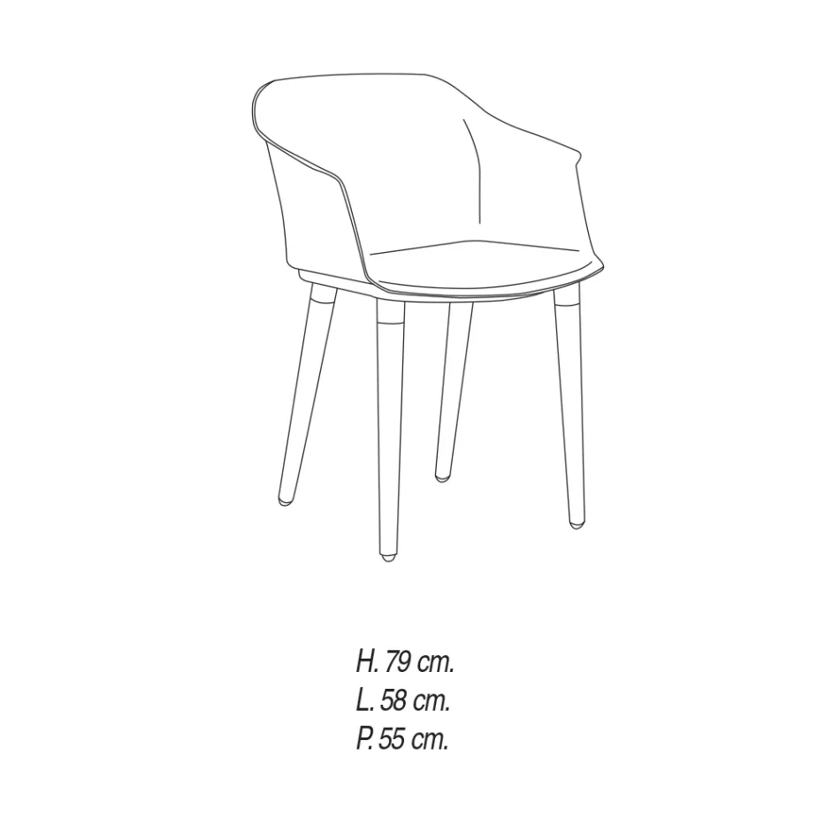 Vardagsrumsstol i trä och polypropen Tillverkad i Italien, 4 delar - Marbella Viadurini