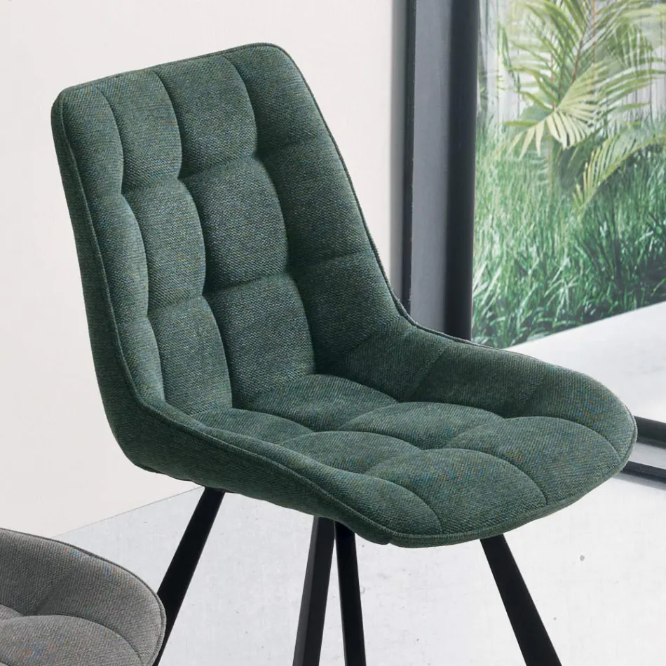 Vardagsrumsstol i 4-delat rutigt mönstrat stoppat tyg - Raggia Viadurini