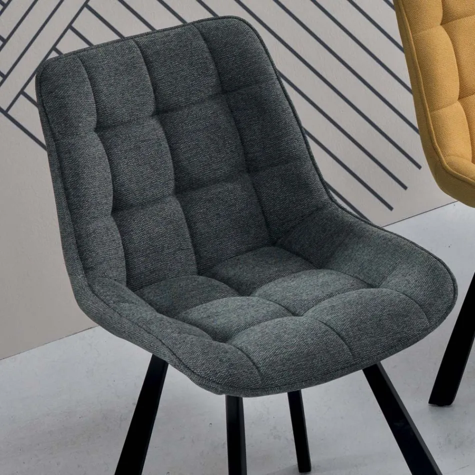 Vardagsrumsstol i tyg klädd med rutmönster 4 delar - Raggia Viadurini