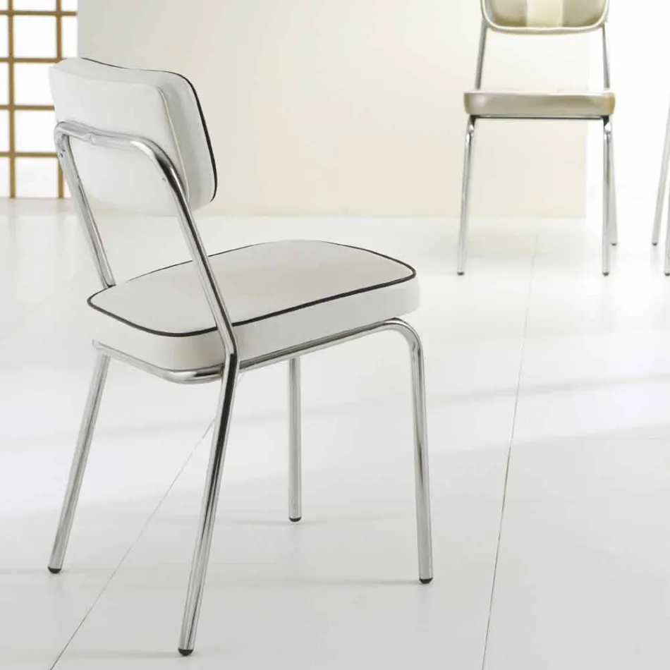 50-talsstol i graffiti konstläder och Unica vit bård Viadurini