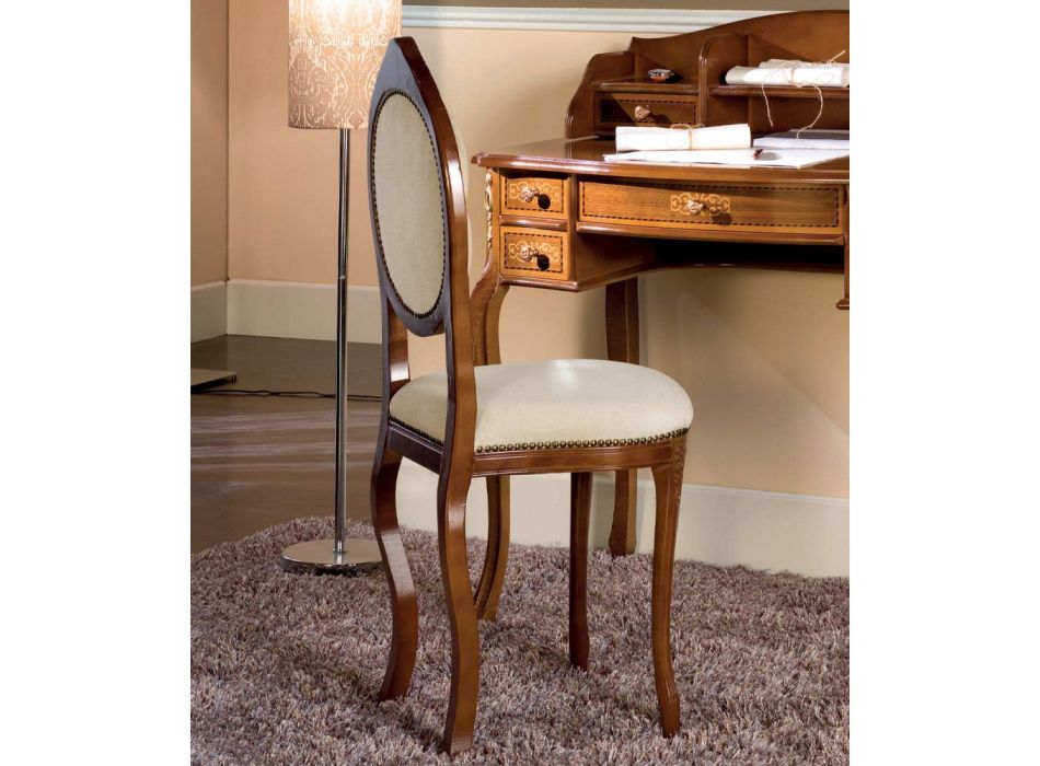 Klassisk stol i stoppat valnötsträ tillverkad i Italien - elegant Viadurini