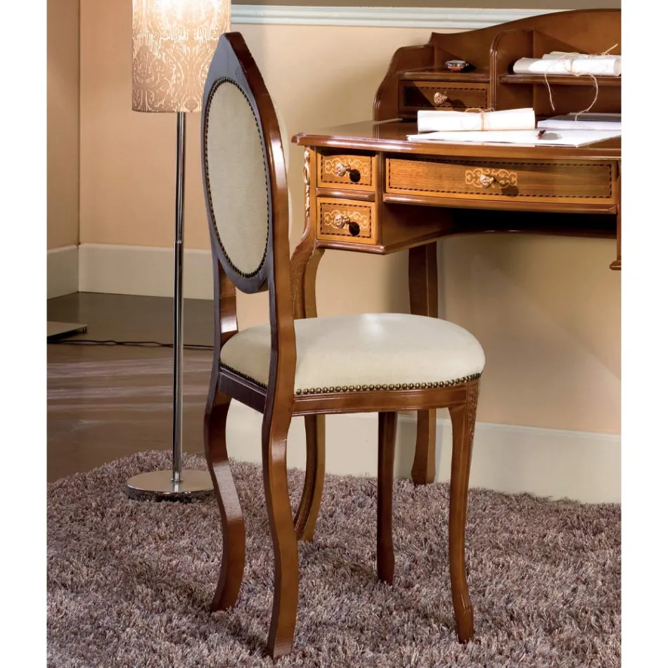 Klassisk stol i stoppat valnötsträ tillverkad i Italien - elegant Viadurini