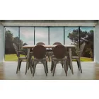 Industriell stol i modern design i järn och trä, 2 delar - Delia Viadurini