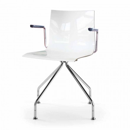 Kontorsstol med stålarmstöd och färgad design av återvunnet säte - Verenza Viadurini
