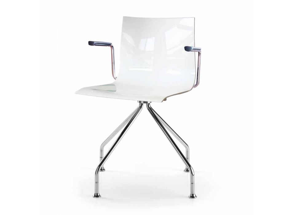 Kontorsstol med stålarmstöd och färgad design av återvunnet säte - Verenza Viadurini