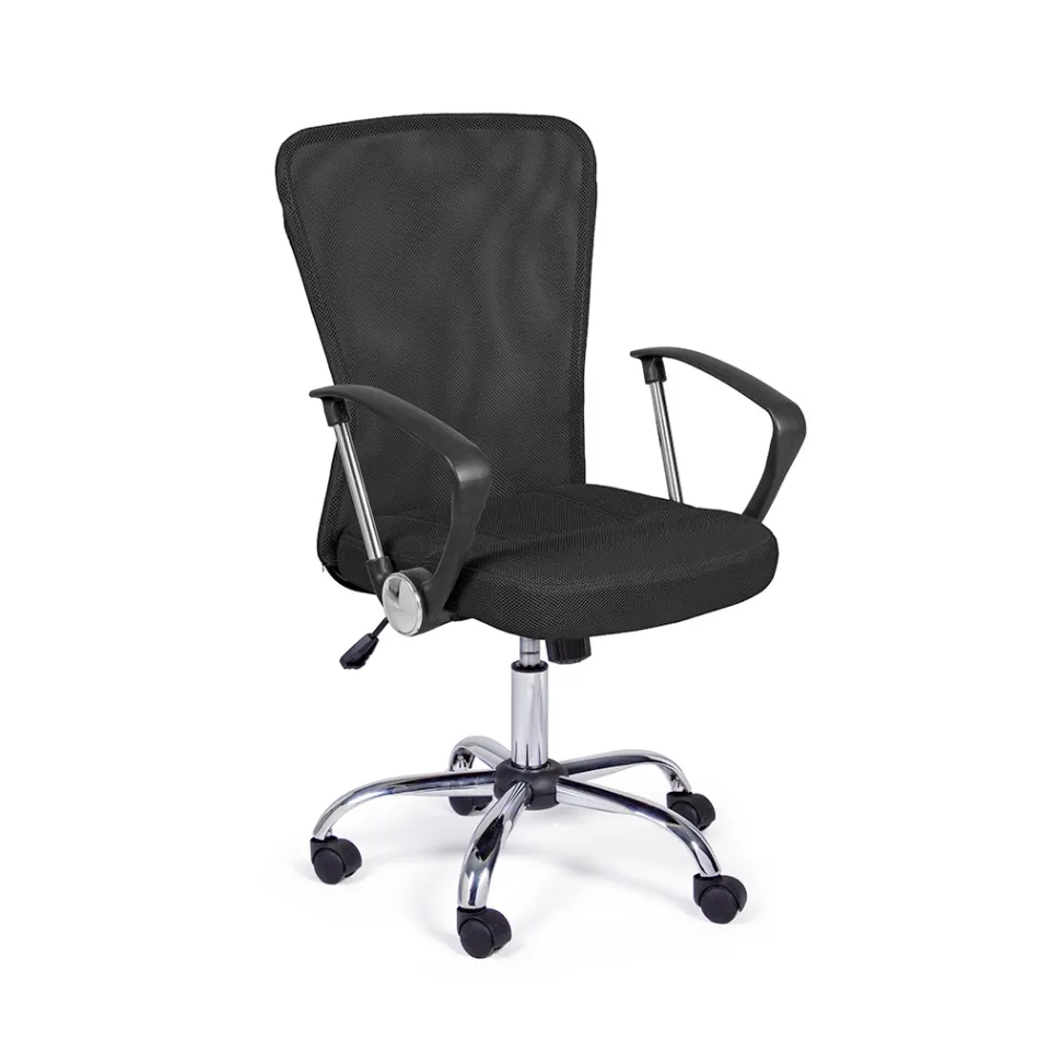 Kontorsstol med armstöd i stål och färgad polyester - Barberina Viadurini