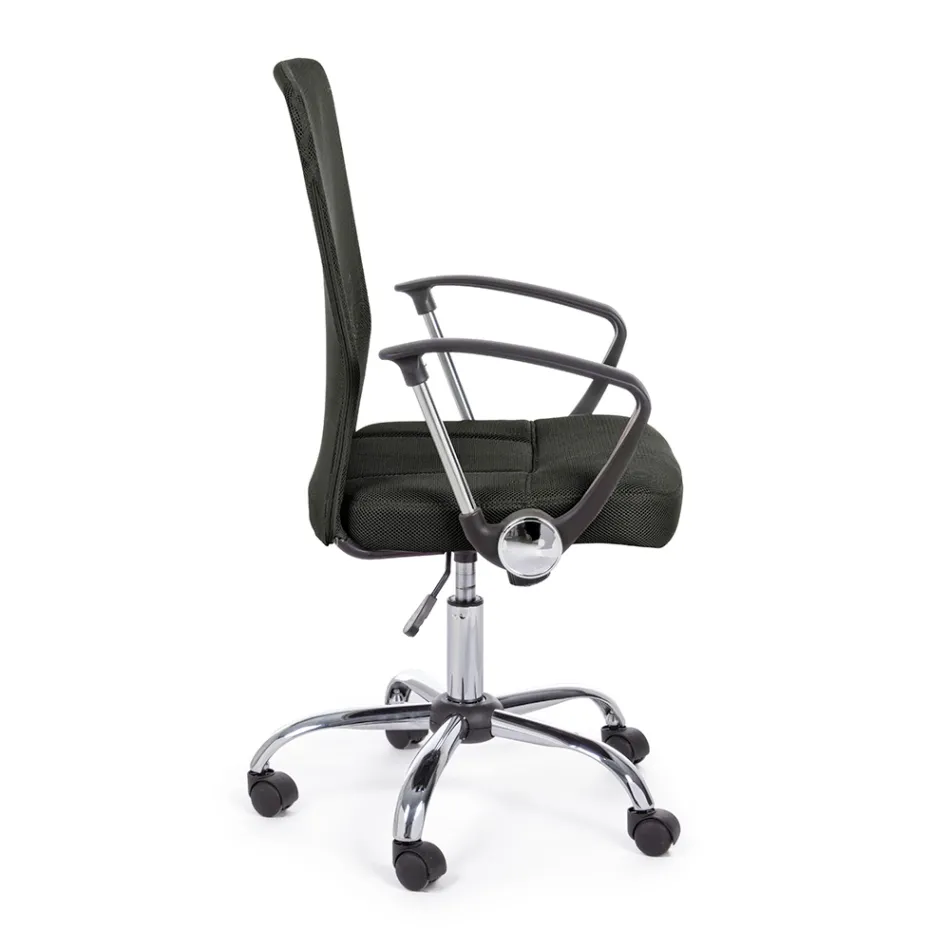 Kontorsstol med armstöd i stål och färgad polyester - Barberina Viadurini