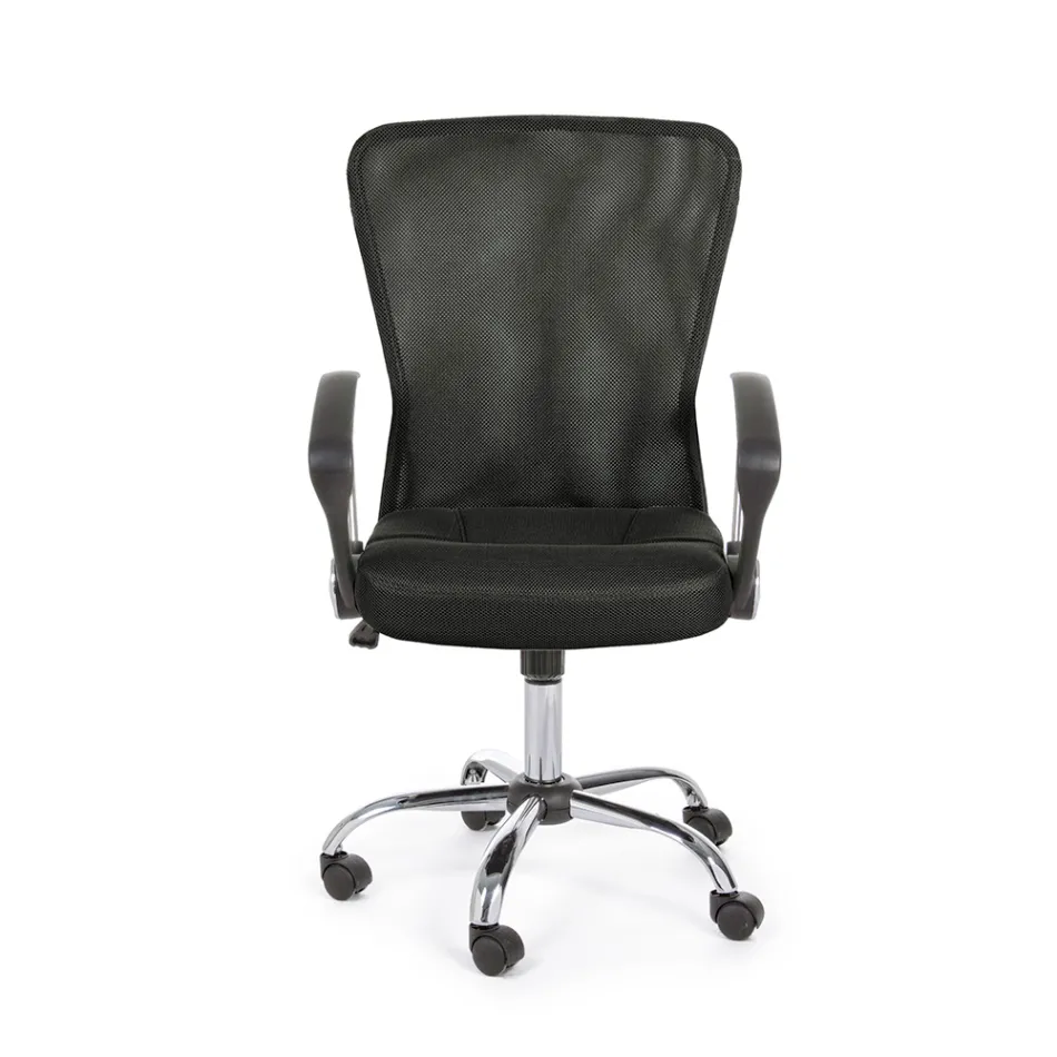 Kontorsstol med armstöd i stål och färgad polyester - Barberina Viadurini