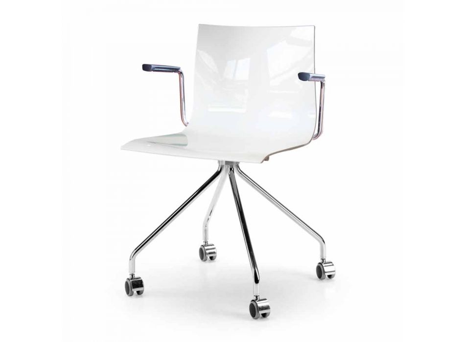 Svängbar kontorsstol med armstöd och hjul Italiensk färgad design - Verenza Viadurini