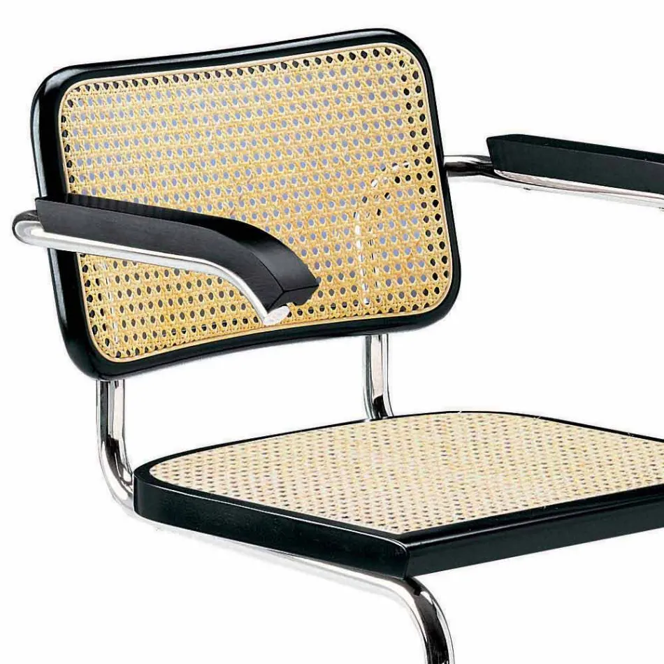 Halm kontorsstol med stål- och träkonstruktion tillverkad i Italien - Baviera Viadurini