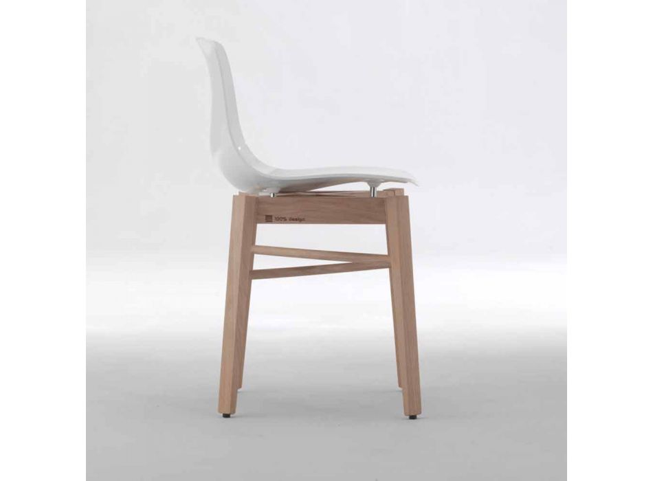 Modern design 2 stycken stolar i ek och vit plast - Langoustine Viadurini