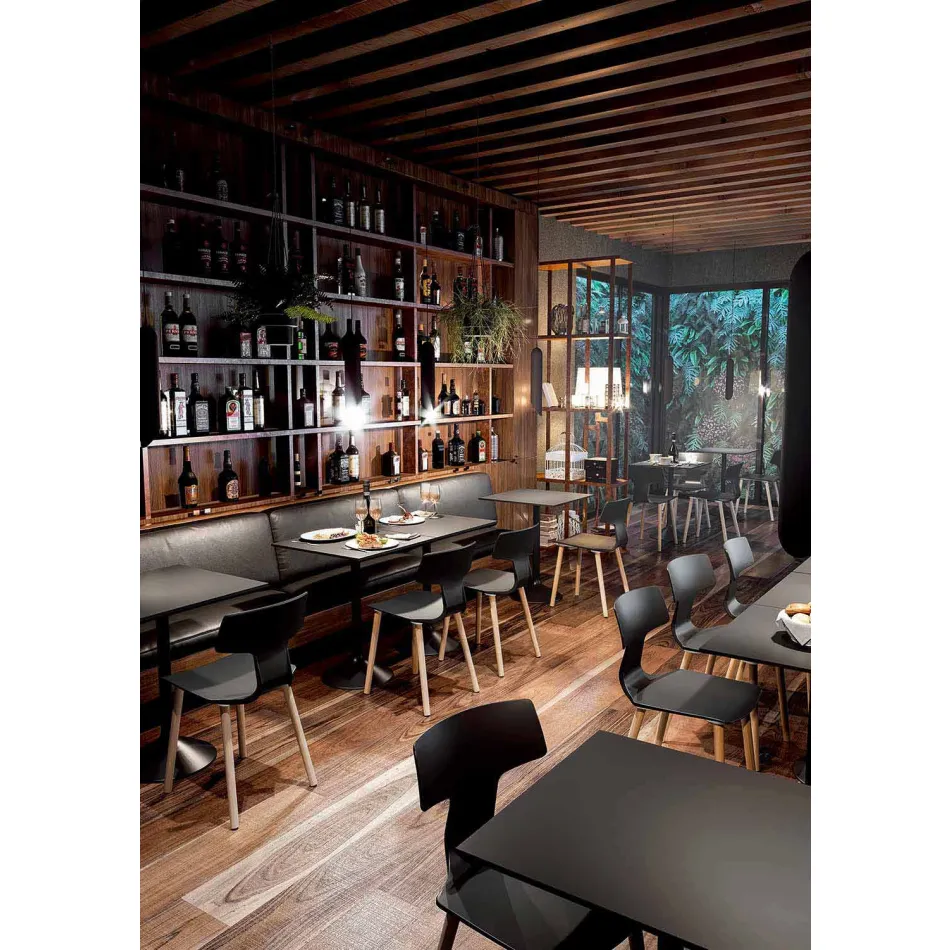 Tillverkad i Italien Trä- och polypropen matstolar, 2 delar - klöver Viadurini