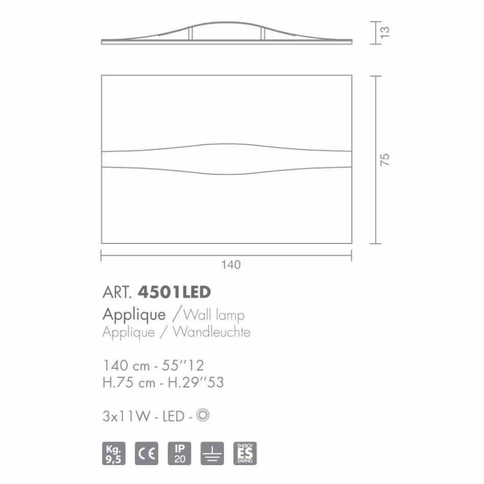Selene Art &amp; Light skans med strukturerad paneler 140xH75 cm Viadurini