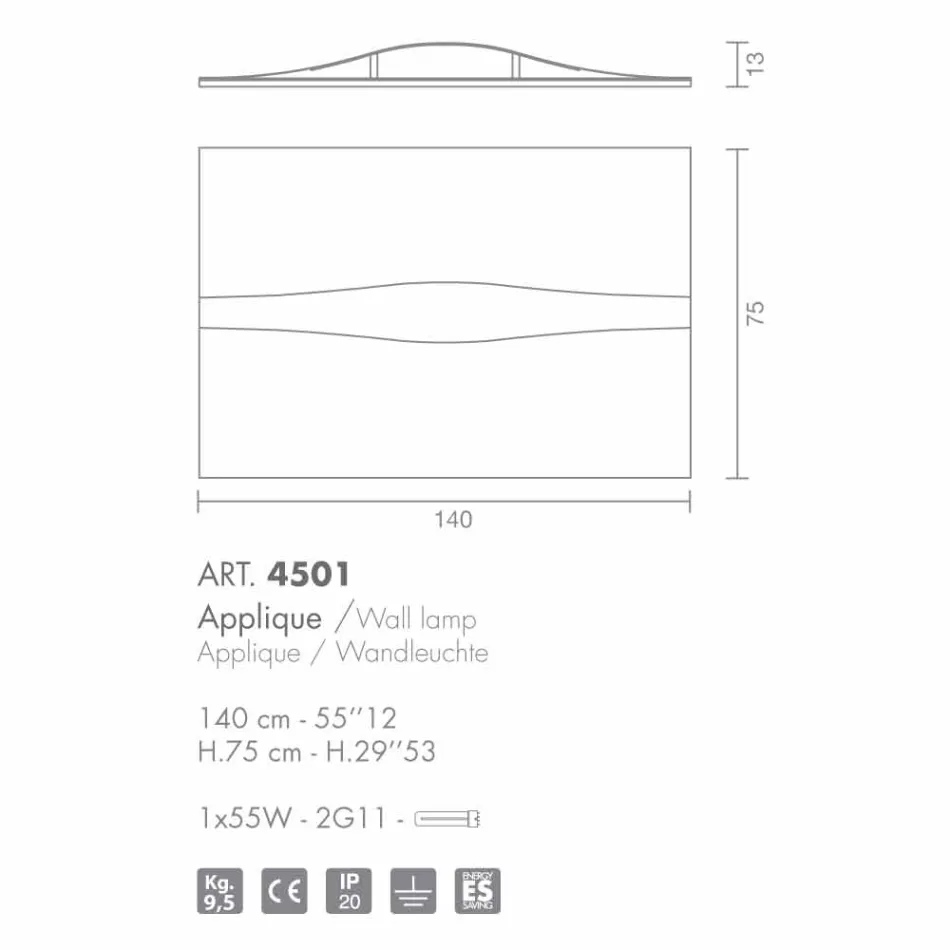 Selene Art &amp; Light skans med strukturerad paneler 140xH75 cm Viadurini