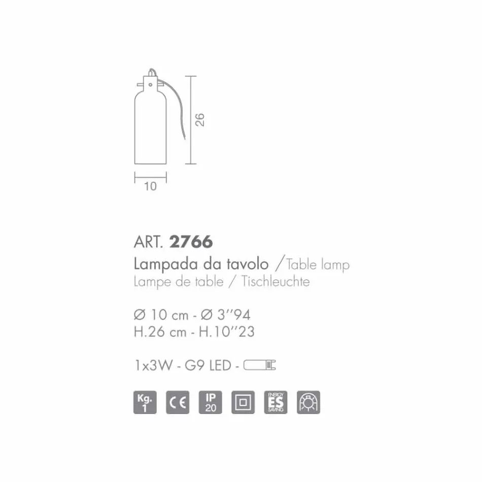 Selene bossanova bordslampa Ø10 H 26cm i bärnstensfärgade blåst glas Viadurini