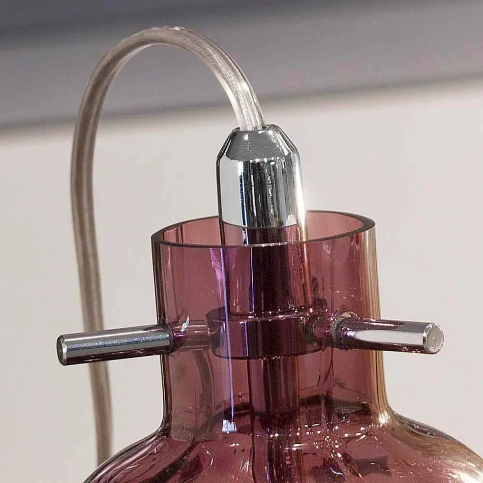 Selene Bossa Nova bordslampa Ø11 H16cm, blåst glas ametist Viadurini