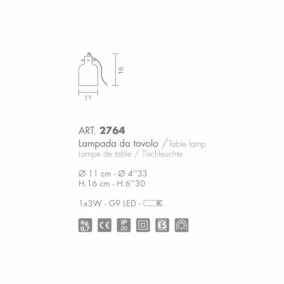 Selene Bossa Nova bordslampa Ø11 H16cm, blåst glas ametist Viadurini