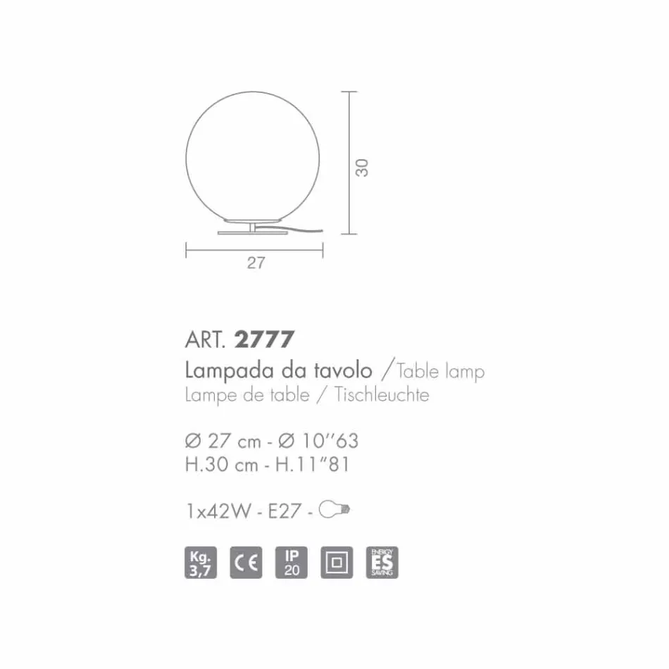 Selene Domino från vitt bordslampa i blåst glas Ø27 H 30cm Viadurini
