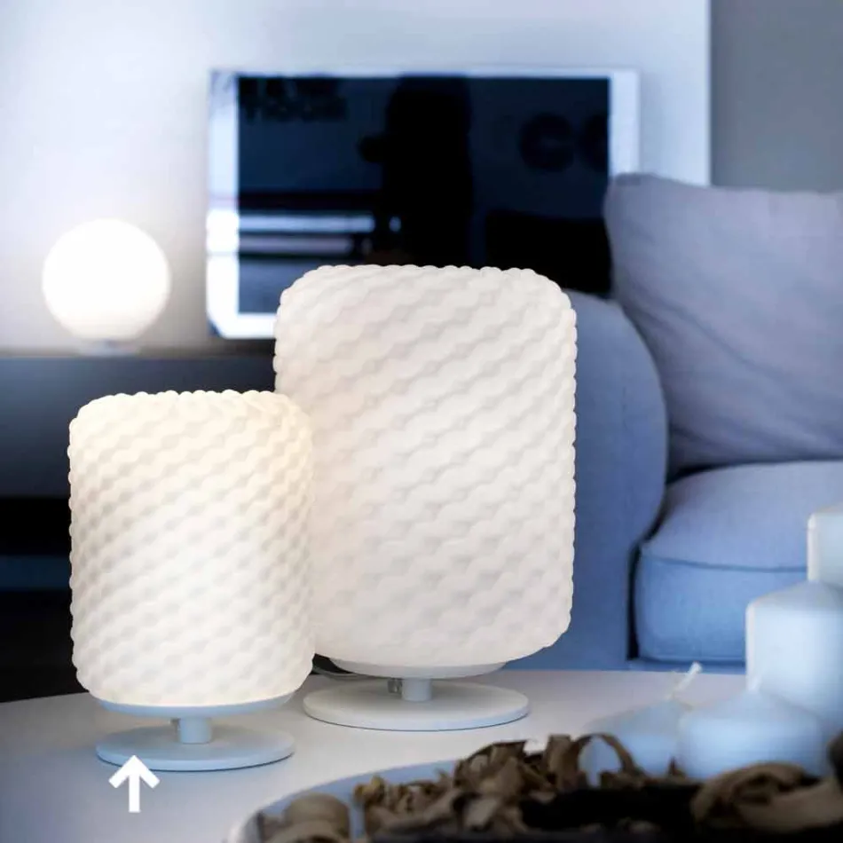 Selene Domino bordslampa Ø15 H22cm, blåst glas handgjorda Viadurini