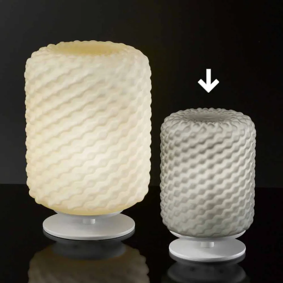 Selene Domino bordslampa Ø15 H22cm, blåst glas handgjorda Viadurini