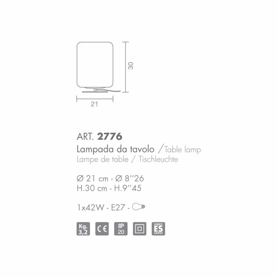 Selene Domino bordslampa Ø21 H30cm, blåst glas tillverkad i Italien Viadurini