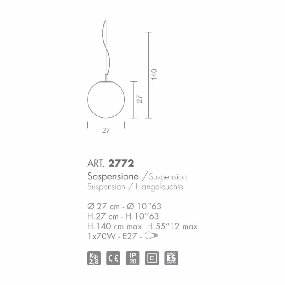 Selene Domino ljuskrona blåst glas handgjorda Ø27 H 27 / 140cm Viadurini