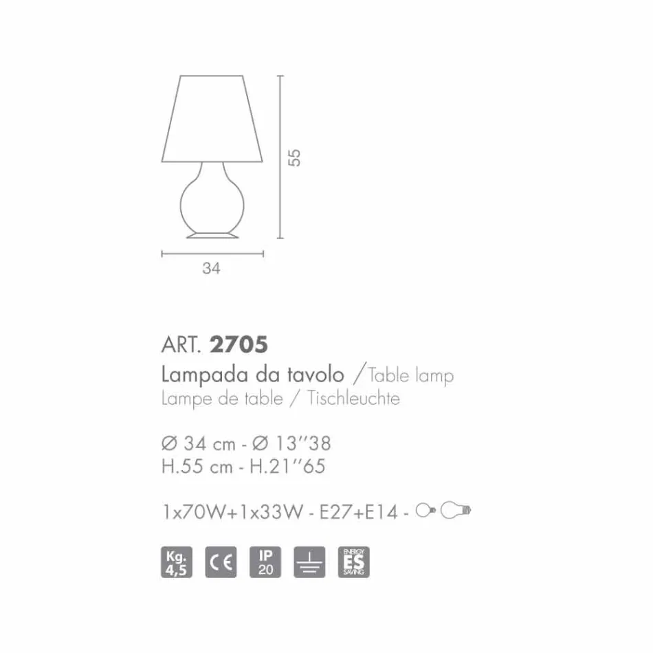 Selene evigt bordslampa i vitt blåst glas O34 H 55cm Viadurini