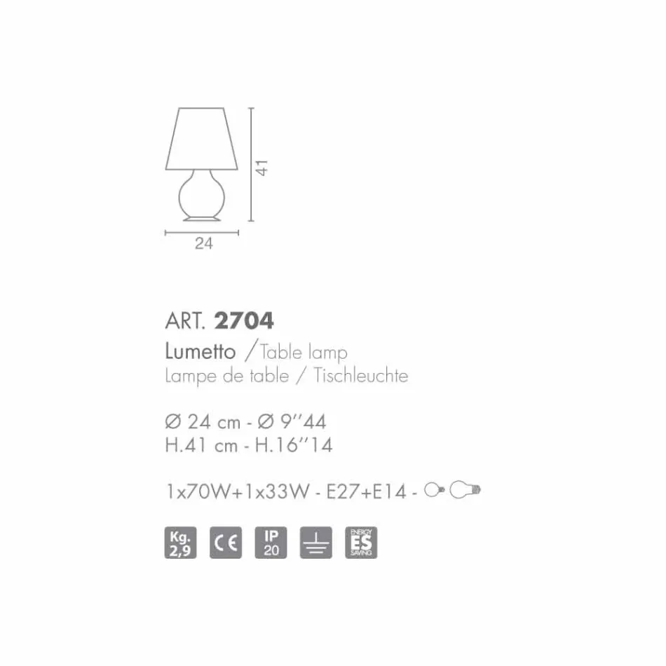 Selene alltid lumetto Ø24 H41cm, blåst glas tillverkad i Italien Viadurini