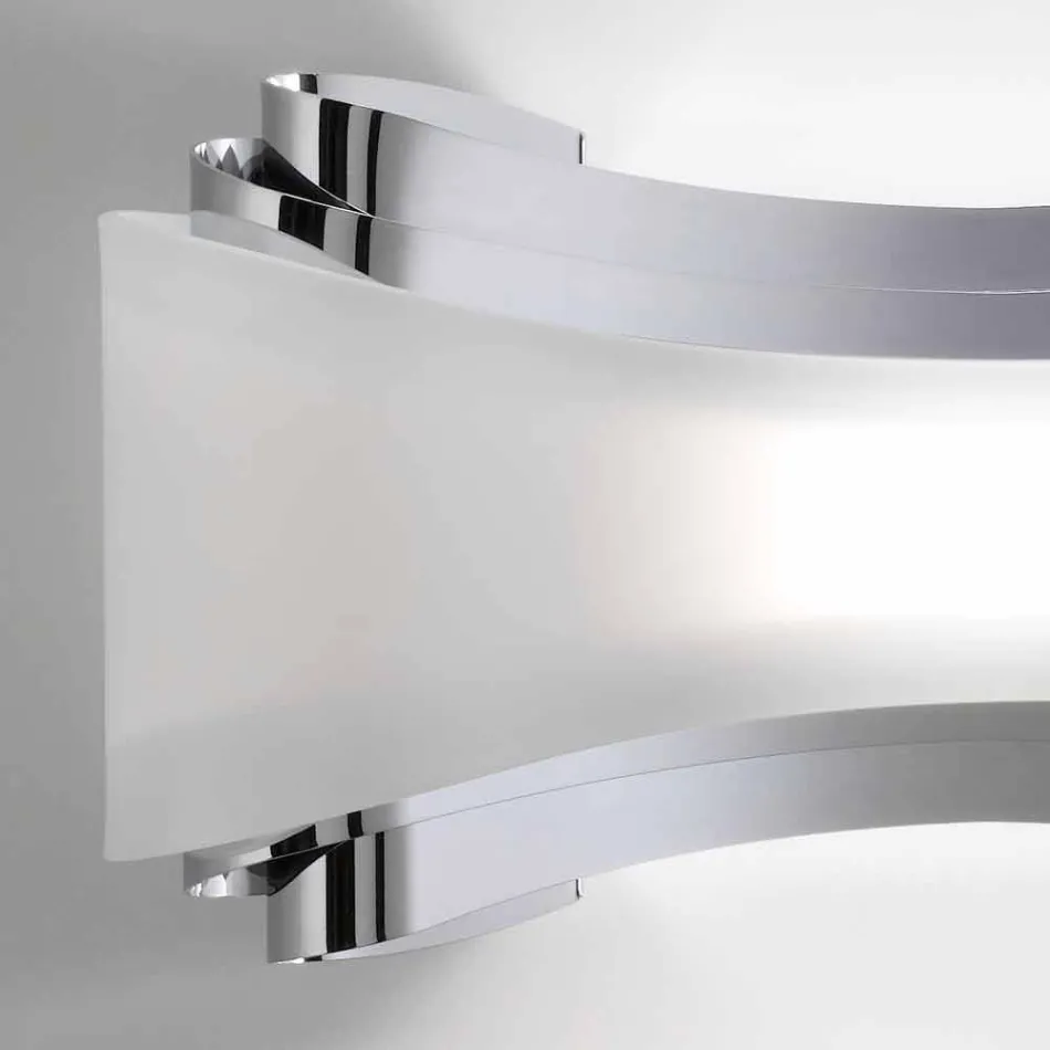 Selene Ionica APPLIQUE 32x10 H16cm stål och glas som gjorts i Italien Viadurini