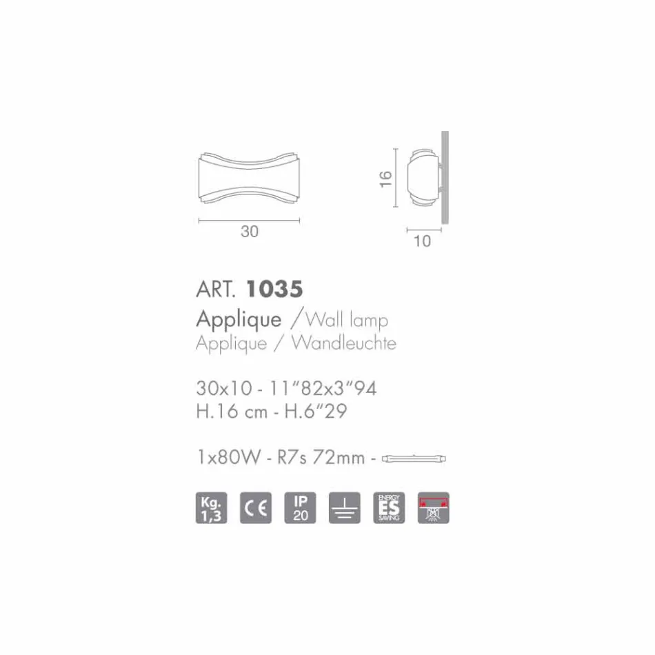 Selene Ionica vägglampa tillverkade i Italien, 30x10 H16cm, glas och stål Viadurini