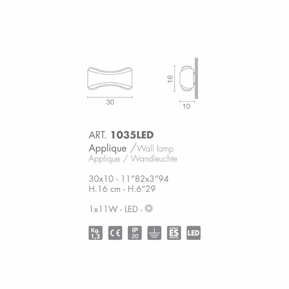 Selene Ionica vägglampa tillverkade i Italien, 30x10 H16cm, glas och stål Viadurini