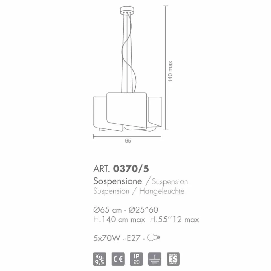 Selene Papiro vita kristaller taklampa o65 x H 140 cm Viadurini