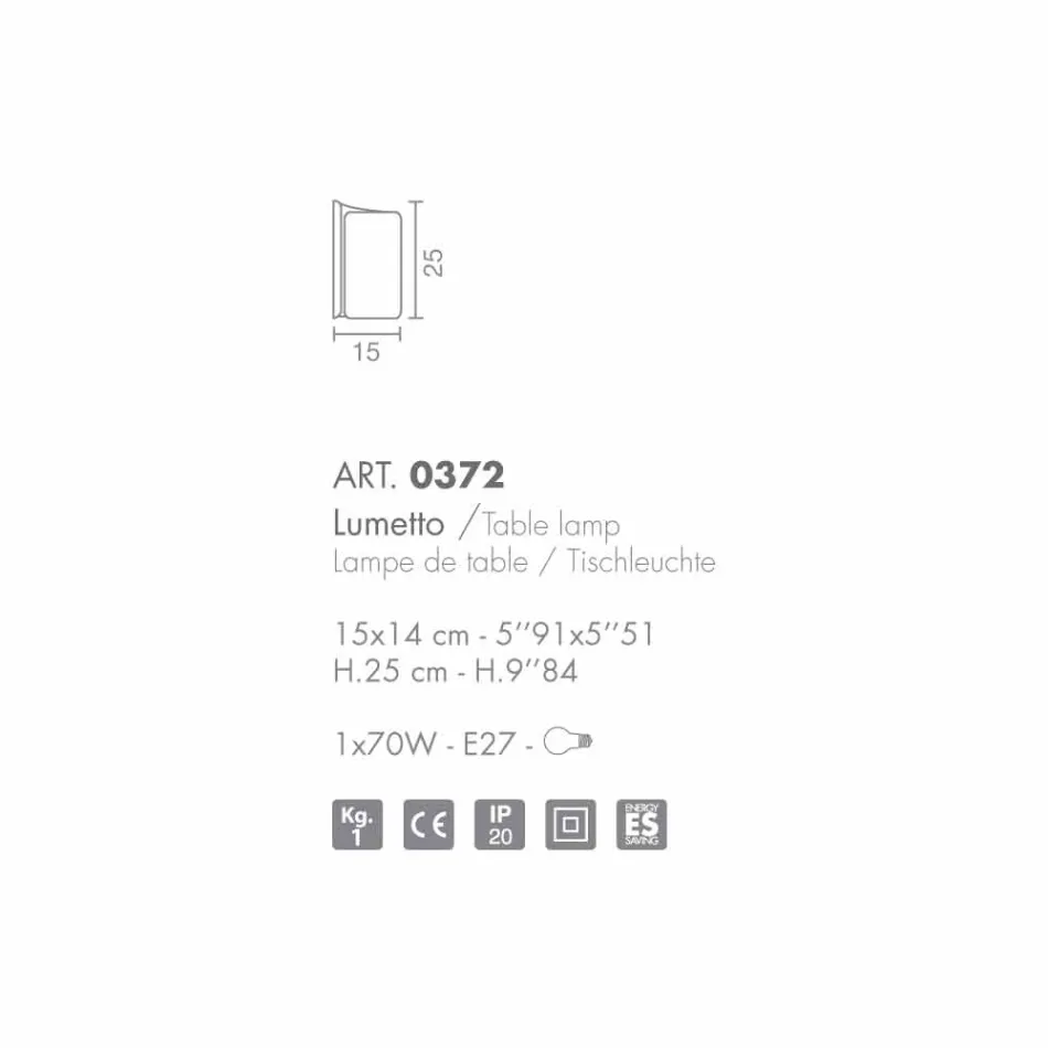 Selene Papiro bordslampa kristall tillverkad i Italien 15x14xH25cm Viadurini