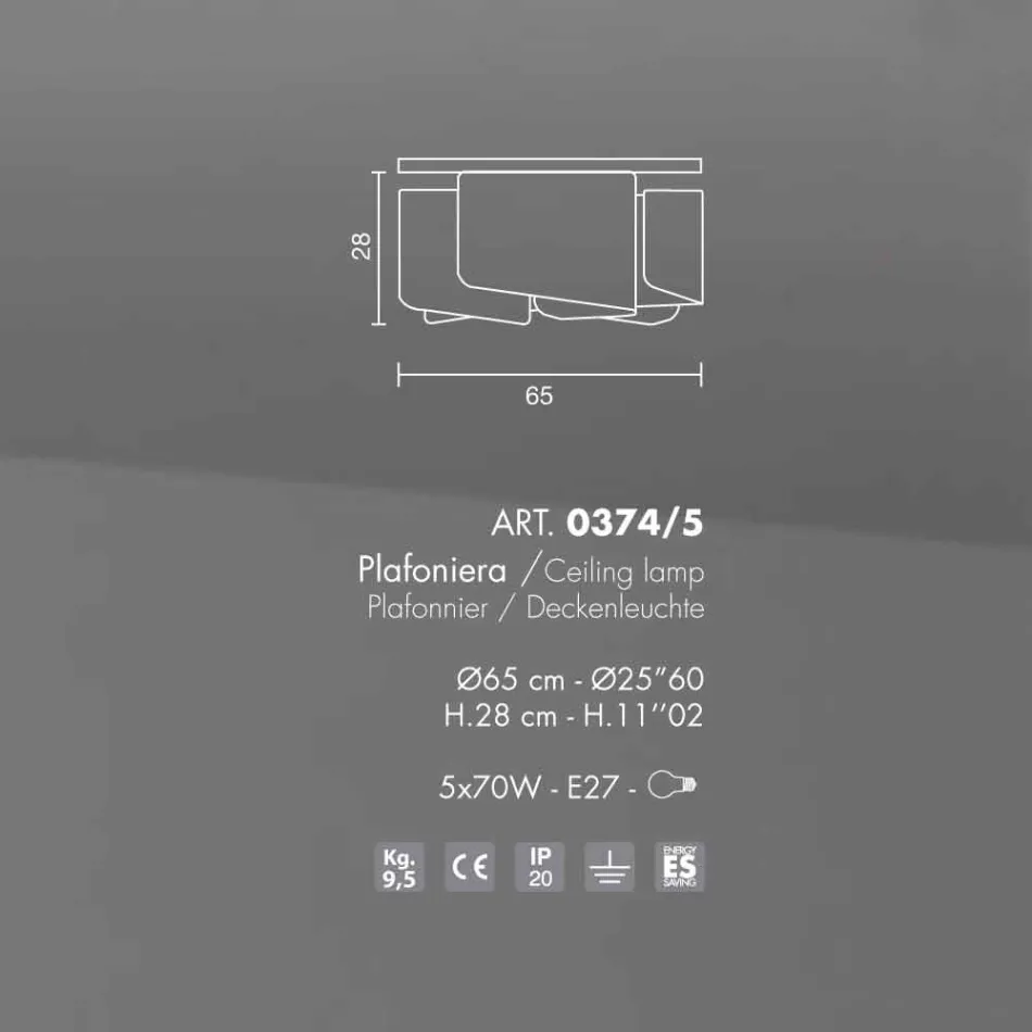 Selene Papiro taklampa modern kristall o65 H28cm, tillverkad i Italien Viadurini