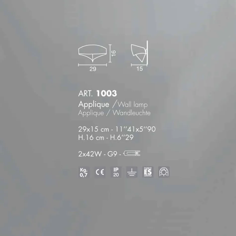 Selene wall lampa Shield galvanisk modern design, tillverkad i Italien Viadurini